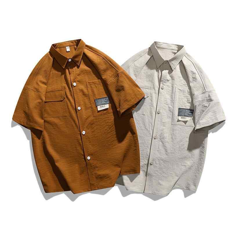 シャツ 男性用 半袖 薄手 港風 韓国風 カジュアル トップス 接触冷感 涼しい ポリエステル(4)