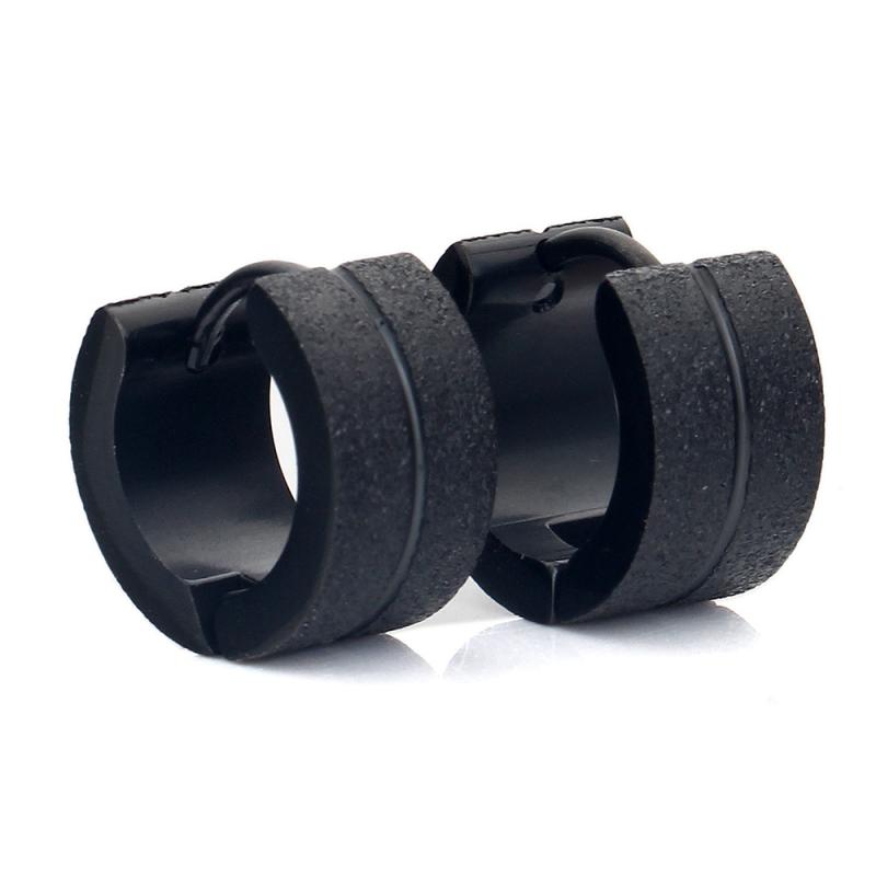 ピアス 男性用 4mm ブラック チタン鋼 ダブル シンプル イヤリング 黒鋼色