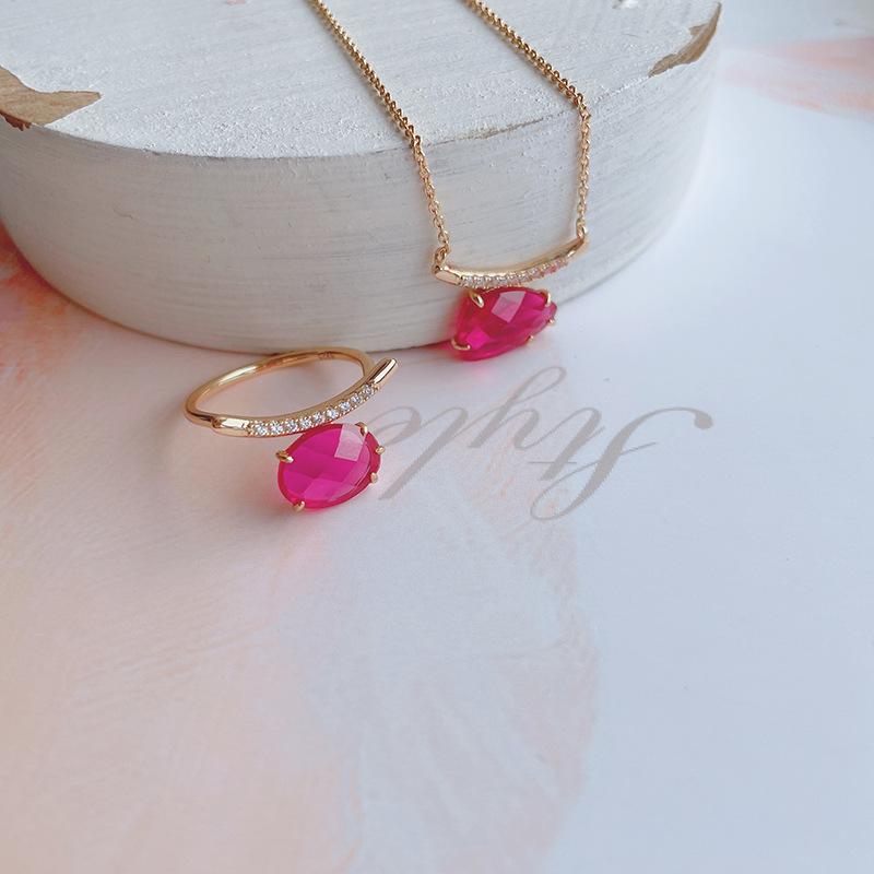 ネックレス & 指輪 メンズ シルバー925 レッドジルコニア 異形 十字車花チェーン パーティー 誕生日 記念日 展覧会