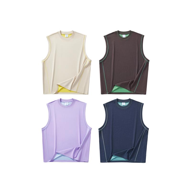 タンクトップ 男性用 コットン 美式潮牌 配色 リバーシブル 抗菌 接触冷感 普段使い