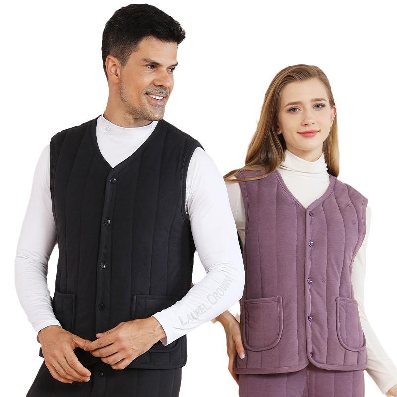 ベスト 男性用 女性用 ウール混紡 裏起毛 あったか インナーベスト Vネック トップス 部屋着 普段使い ..