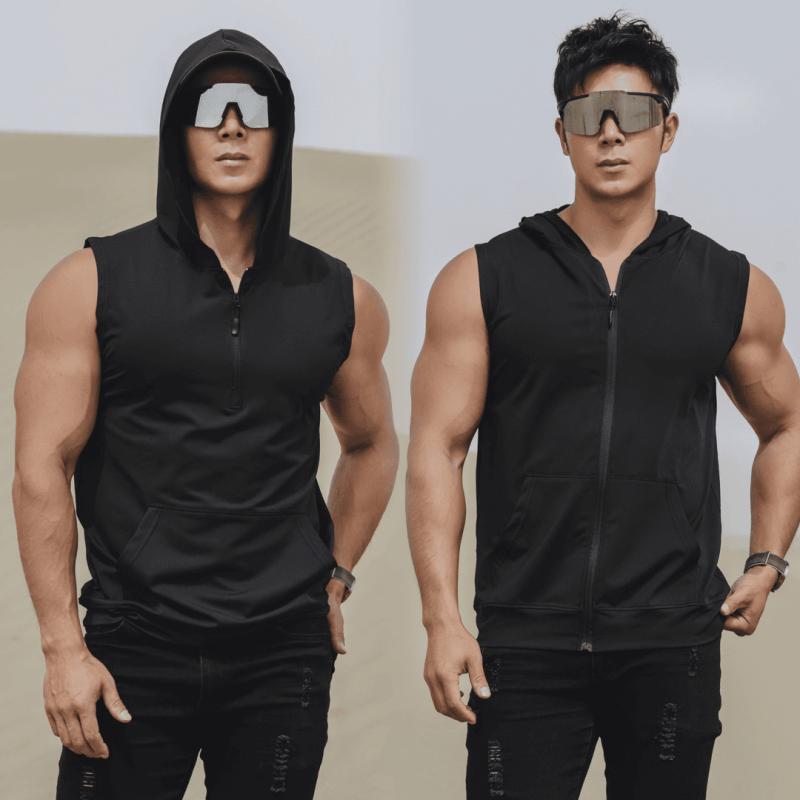 ベスト 男性用 ランニング トレーニング スポーツ ウェア 接触冷感 吸湿速乾 フルジップ ハーフジップ ..