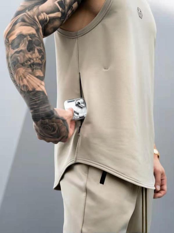 タンクトップ 男性用 コットン ランニング トレーニングウェア 吸湿速乾 ノースリーブ ジム 筋トレ 運..