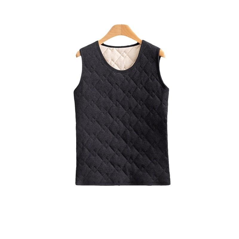 ベスト レディース メンズ 中老年者 冬用 防寒 羊毛 詰め物 キルティング あったかインナー Uネック チョッキ シニア 部屋着 普段使い 黒 グレー ブラック レッド パープル L XL 2XL 3XL 4XL