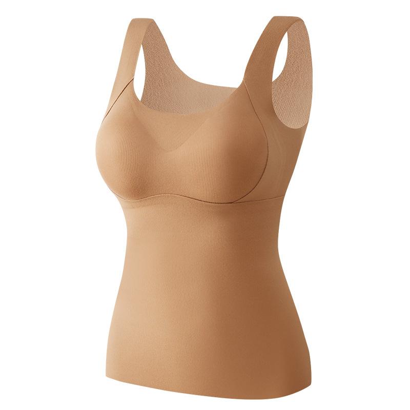 インナー レディース 一体型ブラキャミソール 裏起毛 接触温感 無縫製 防寒 あったかインナー 保温 ト..