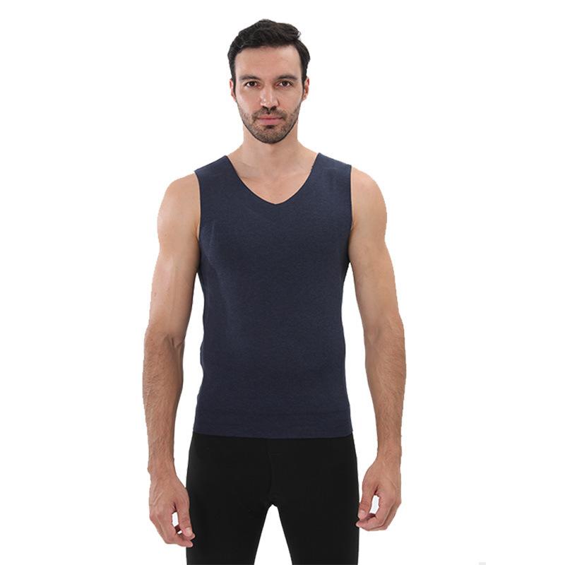 メンズ 保温 背心 ウール 100% 暖かい インナー 秋冬 男性用 肌着 Vネック 保湿 伸縮 無地 黒 グレー 紺