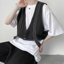 ベスト 男性用 ヒップホップ ストリート 接触冷感 ポリエステル 薄手 無袖 春夏 トップス アウター ブラック