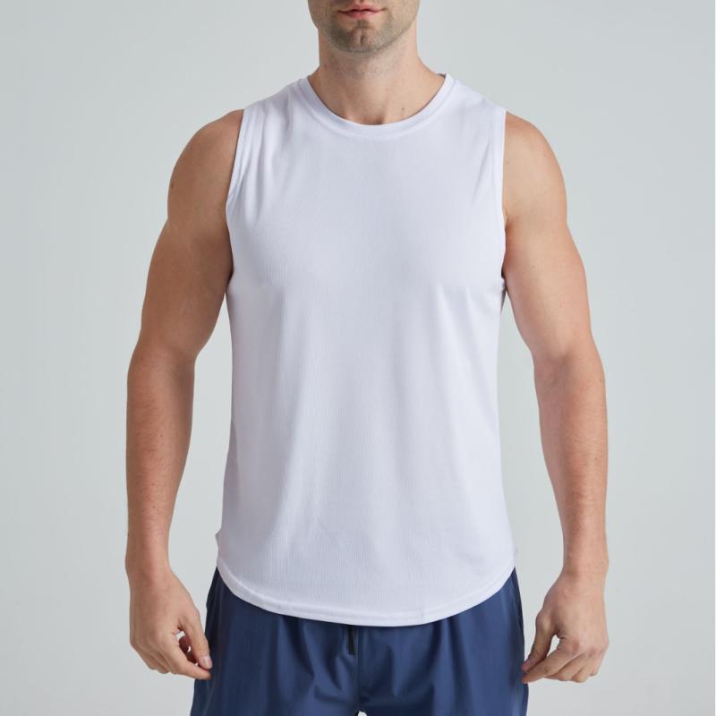 タンクトップ 男性用 スポーツ トレーニング ウェア 速乾性 無地 ラウンドネック インナー 普段使い ラ..