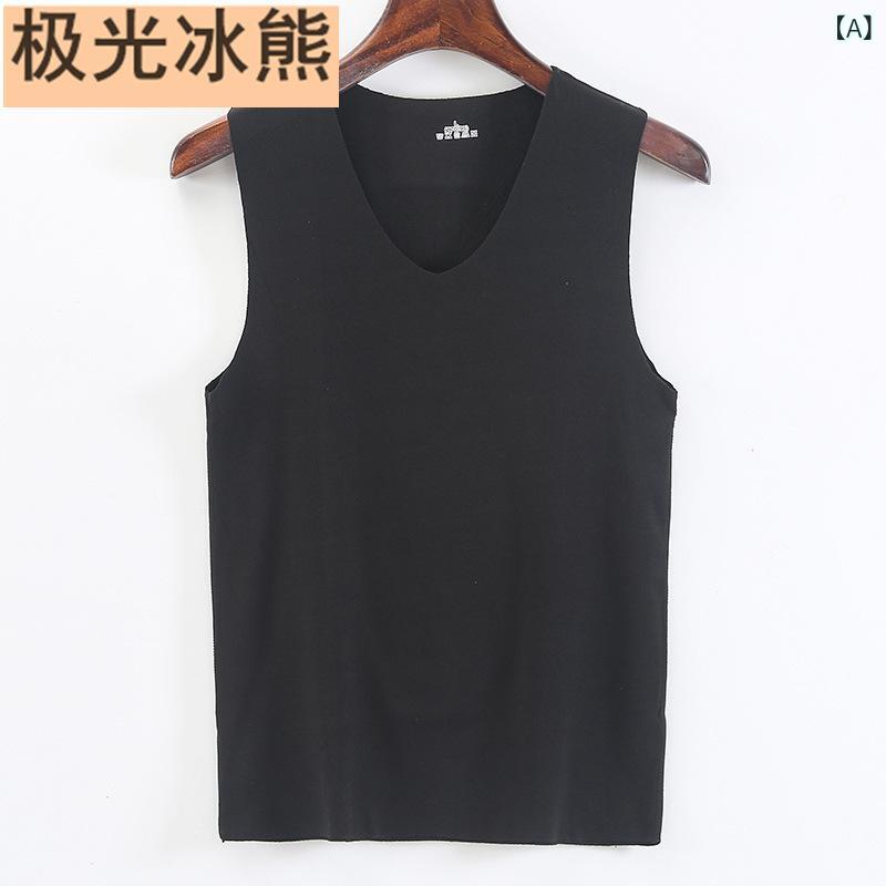 ベスト 男性用 防寒インナー 裏起毛 Vネック トップス あったかインナー 袖なし 部屋着 普段使い ポリエステル ブラック 紺色 グレー ワインレッド