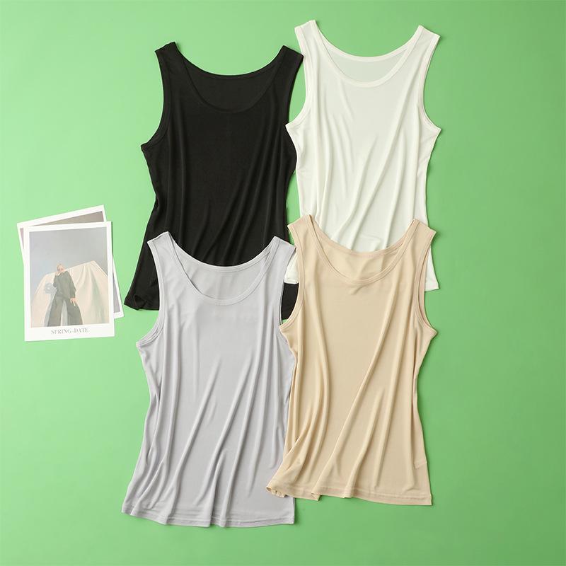 タンクトップ 男性用 桑蚕糸 ニット ラウンドネック 涼感 吸湿 通気性 インナーシャツ 肌着