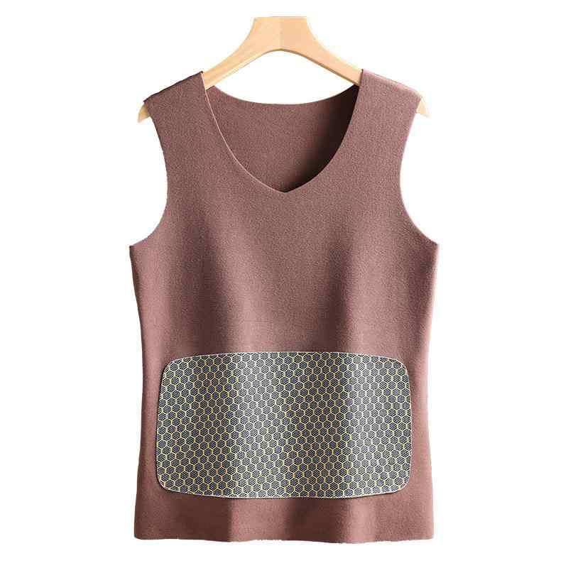 ベスト 男性用 防寒 あったかインナー 秋冬 Vネック 無地 パッド入り 暖かい 伸縮性 厚手 ブルー ブラウン グレー ブラック