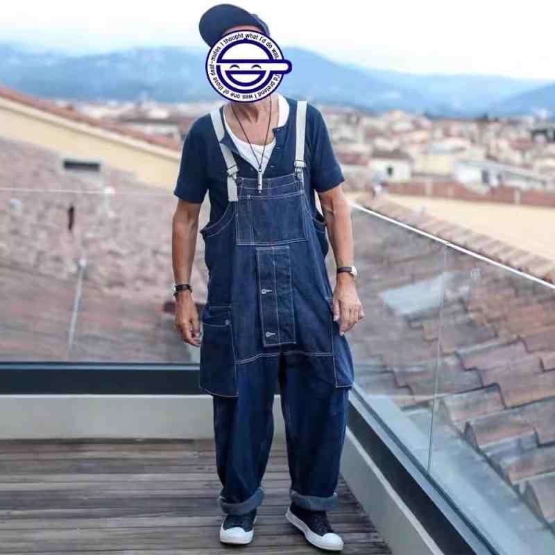 オーバーオール メンズ ワークパンツ ワイド ストレート レトロ カジュアル ゆったり 普段使い 作業着 カーゴパンツ ミリタリー 無地 ブラック 黒 ネイビー 紺 カーキ 秋