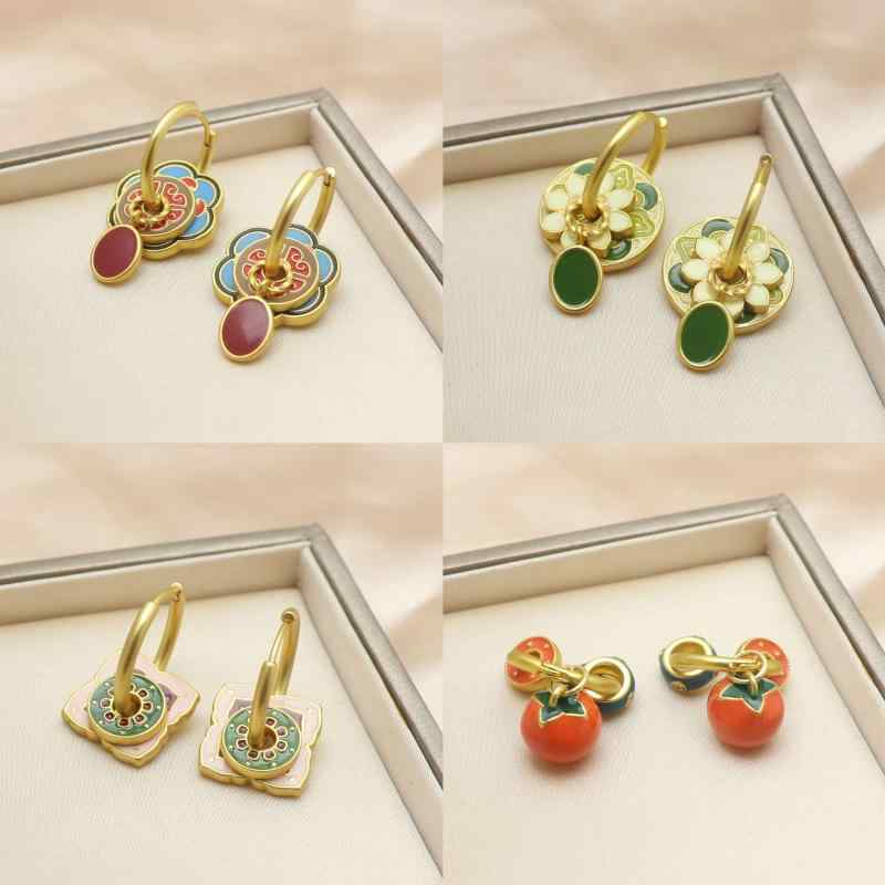 ピアス レディース イヤリング レトロ 菱形 花柄 蓮の葉 タッセル付き ドロップピアス 古風 中華風 ア..