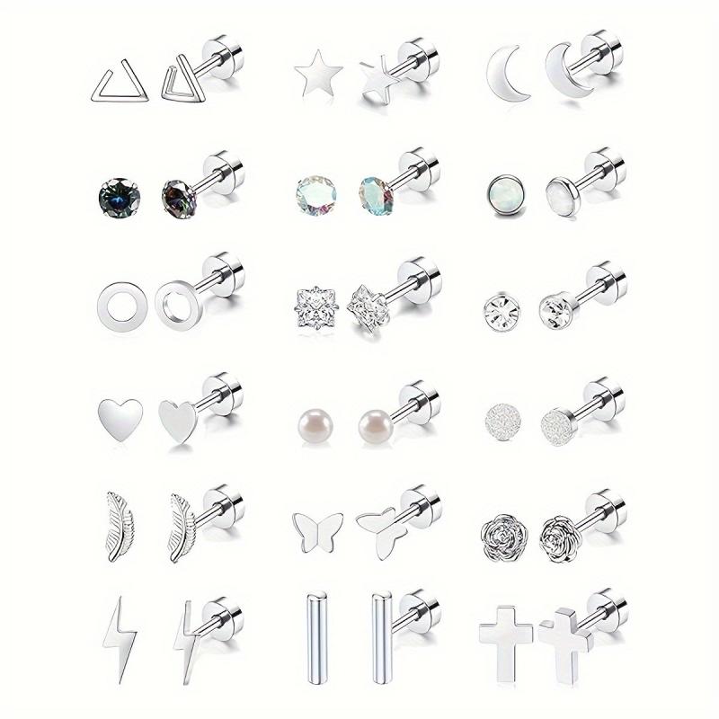 ピアス メンズ 十字架 ハート 星形 ジルコニア ステンレス製 スタッドピアス 男性用 電気メッキ加工 フ..