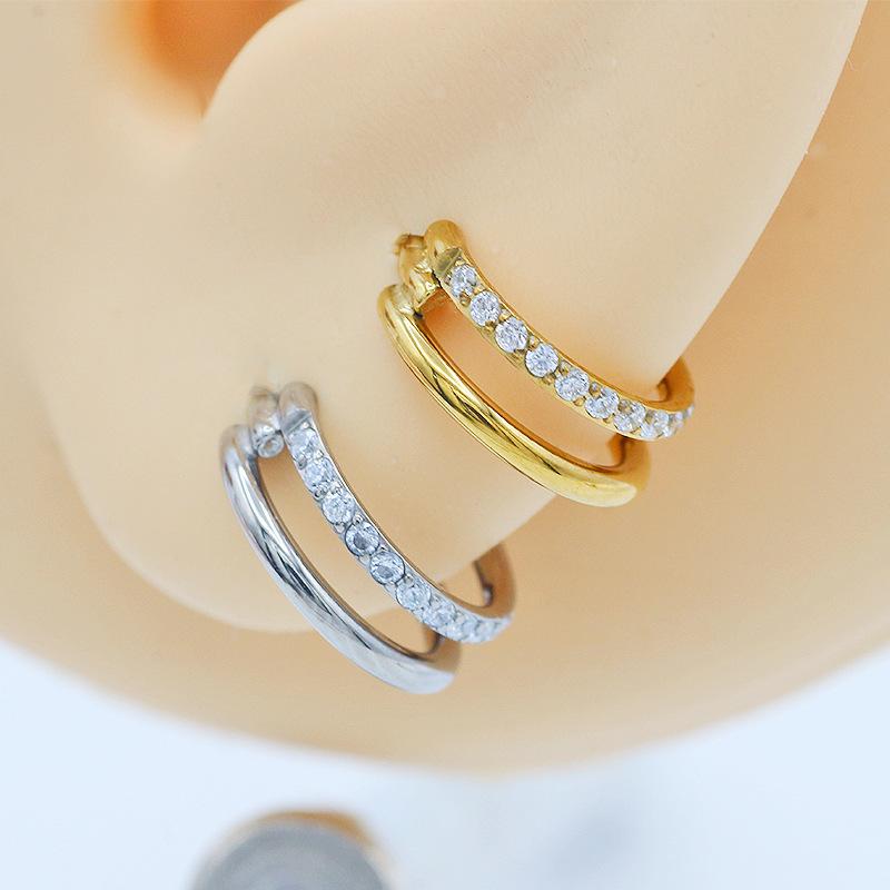 鼻ピアス レディース メンズ チタン合金 鼻リング 耳リング リップリング ジルコニア ゴールドカラー ..