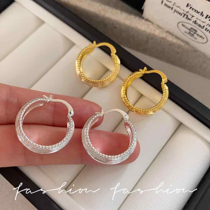 ピアス レディース 幾何学模様 電気メッキ加工 ゴールド シルバー トレンド 多層デザイン ラッキーアイ..