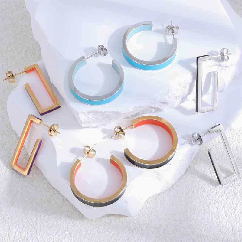 ピアス レディース C形 ドーパミン風 幾何学模様 ステンレス 滴油 ファッション トレンド 軽 роскошь ..