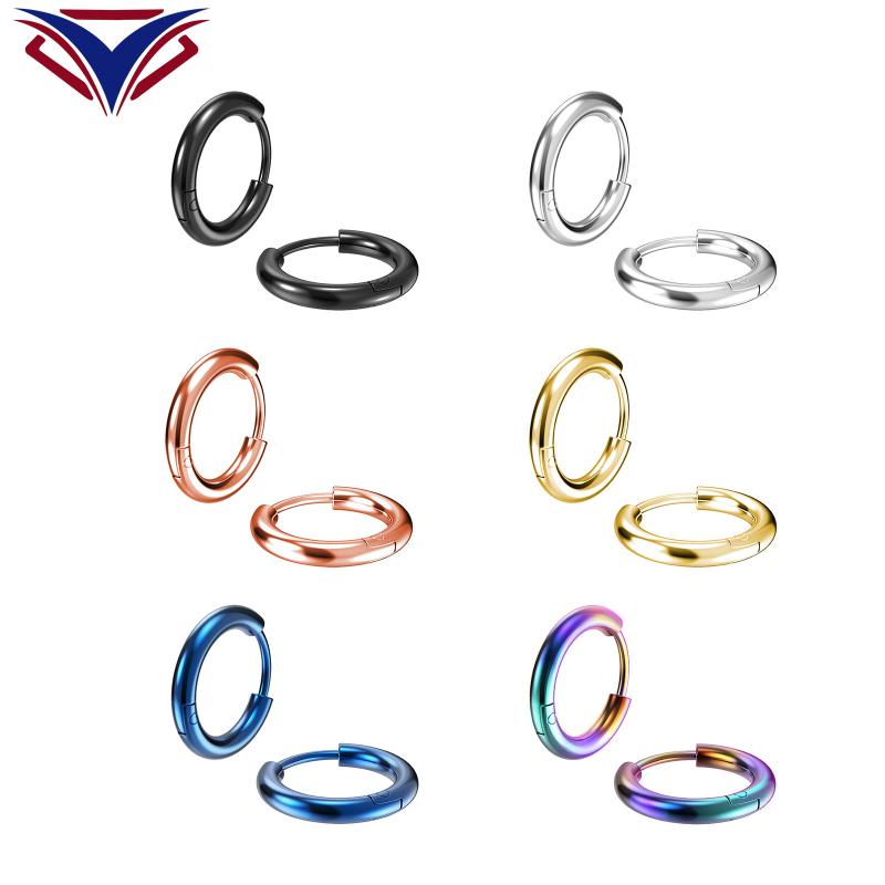 イヤリング メンズ レディース ステンレス製 フープピアス サークル U字型 電気メッキ加工 幾何学模様 ..