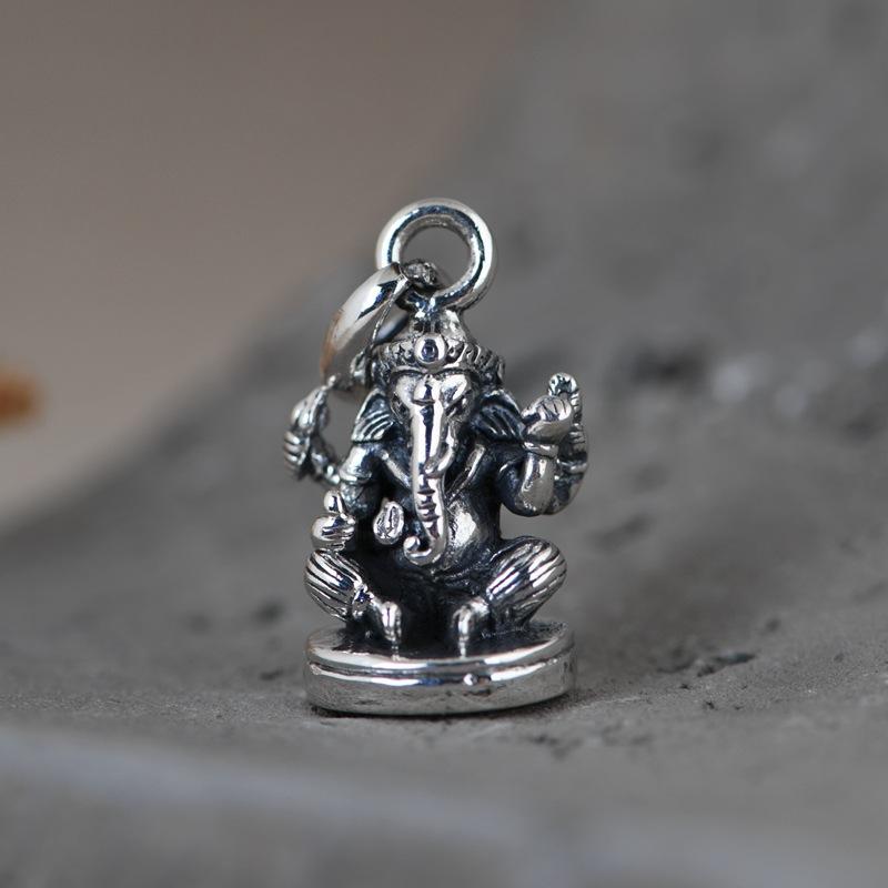 ネックレス メンズ 男性用 S925 シルバー 象 ゾウ アニマル ペンダント 立体 925銀 レトロ ヴィンテージ風 アジアン エスニック お守り ラッキーアイテム