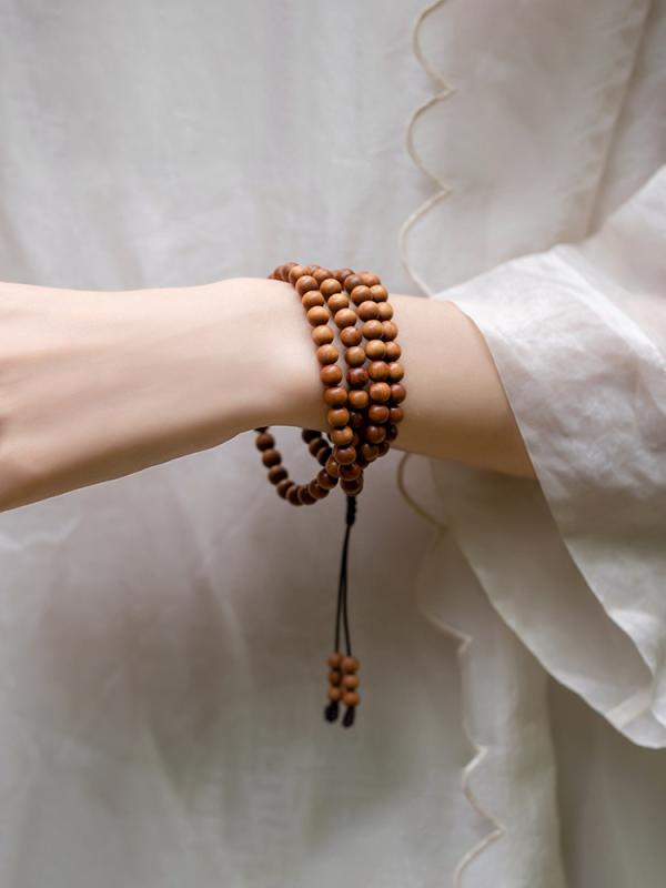 数珠 ネックレス メンズ レディース インド老山白檀 108玉 高油密 仏具 黒肉沈水 檀香木 ブレスレット ..