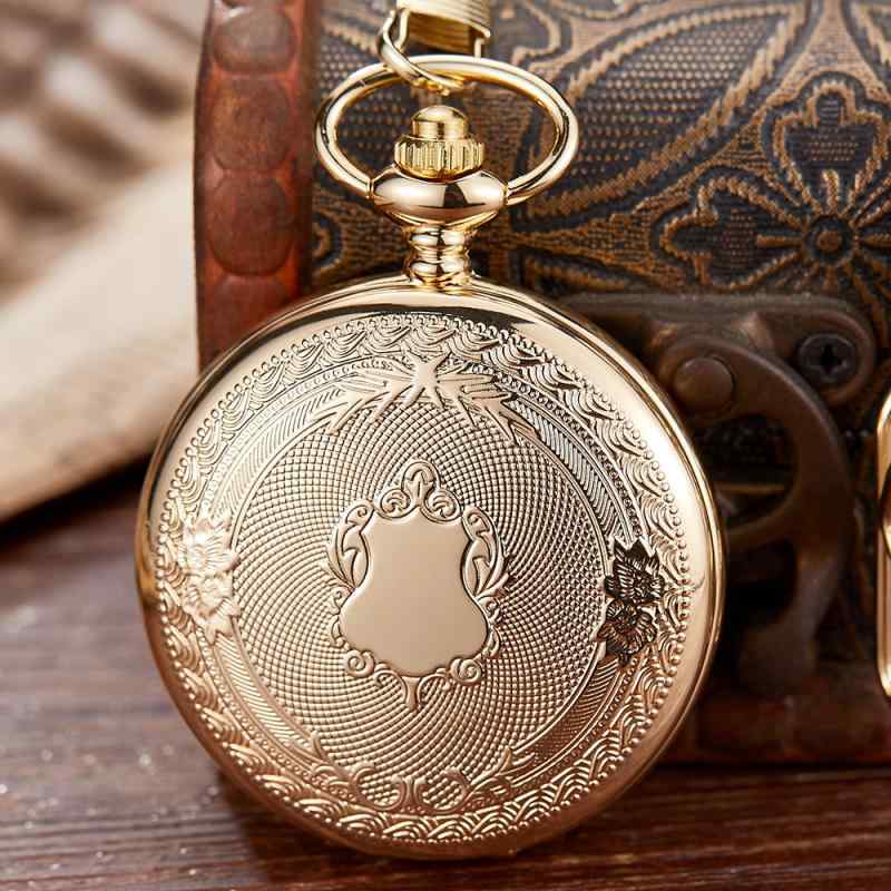 懐中時計 男性用 女性用 学生用 機械式 スケルトン 蓋付き レトロ アンティーク ペンダント ネックレス 古銅色 金色 銀色 黒2