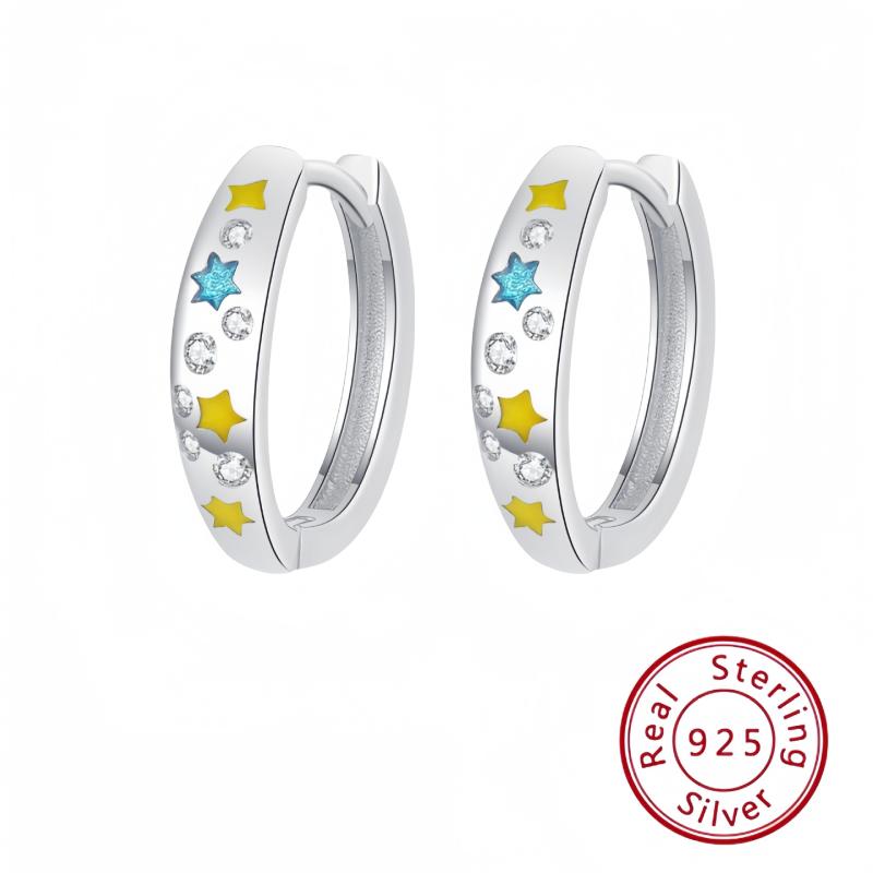 イヤリング s925 シルバー ジルコニア 星 ドロップオイル 小さめ 白金色 高級感 おしゃれ