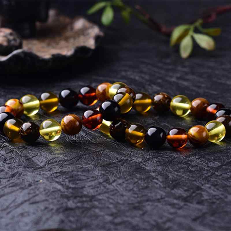 ブレスレット 男女兼用 琥珀 パワーストーン ラッキーアイテム 10mm 12mm 14mm 16mm 18mm 20mm