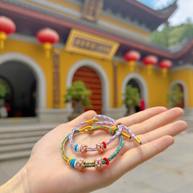 ブレスレット ペア 桃花 お守り 五彩 混合素材 オリジナル 縁結び 恋人 プレゼント