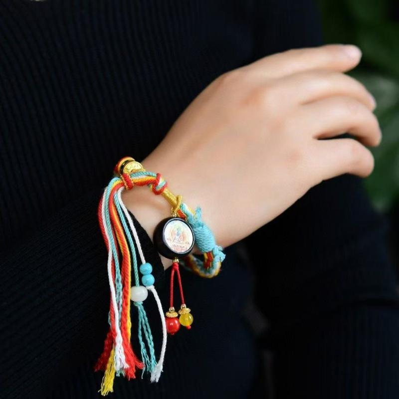 ブレスレット 男女兼用 五彩紐 手編み 民族風 インスタ ラッキーアイテム アクセサリー