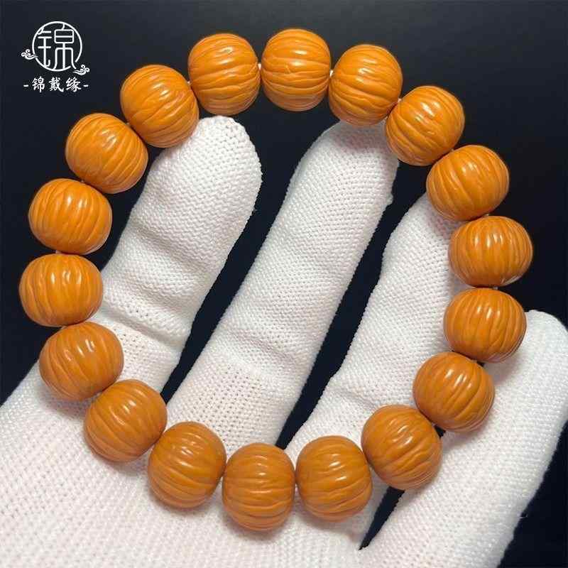 ブレスレット メンズ 猴頭 老树籽 水晶 鳳羽 西瓜紋 聚宝盆 文玩 仏具