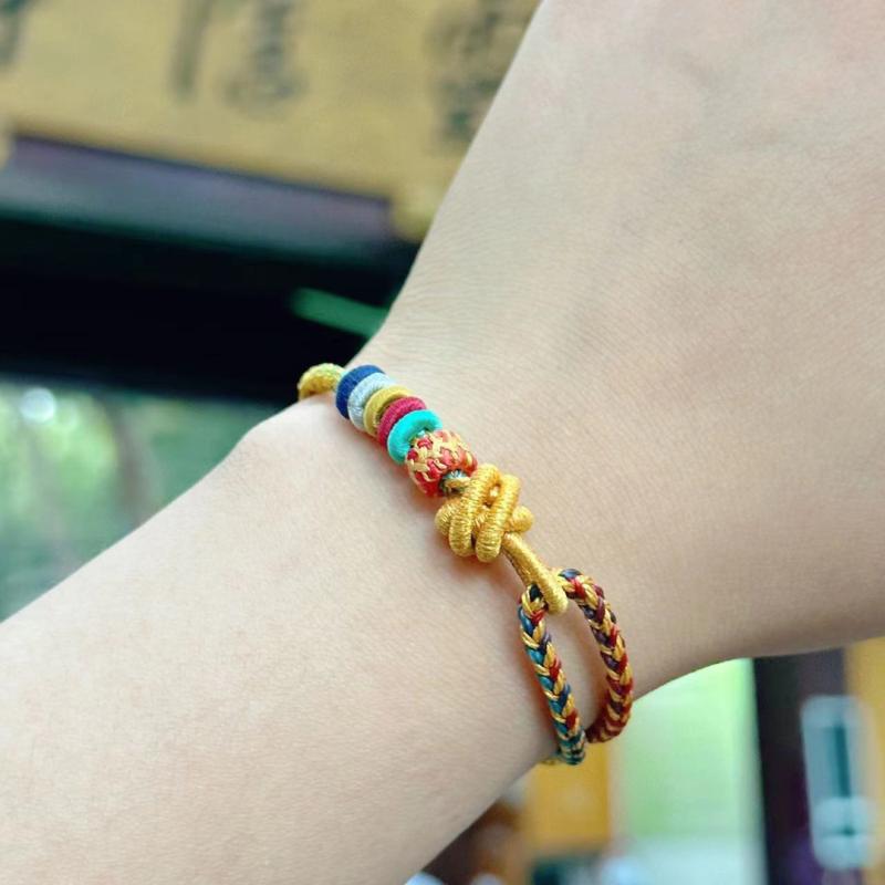 ブレスレット レディース 男性用 五彩手綱 組み紐 ラッキーアイテム 縁起物 年 辰年