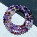 ブレスレット 紫幽灵水晶 多圈 三連 女性用 男性用 ハンドメイド 異像水晶 散珠 ビーズ ギフト