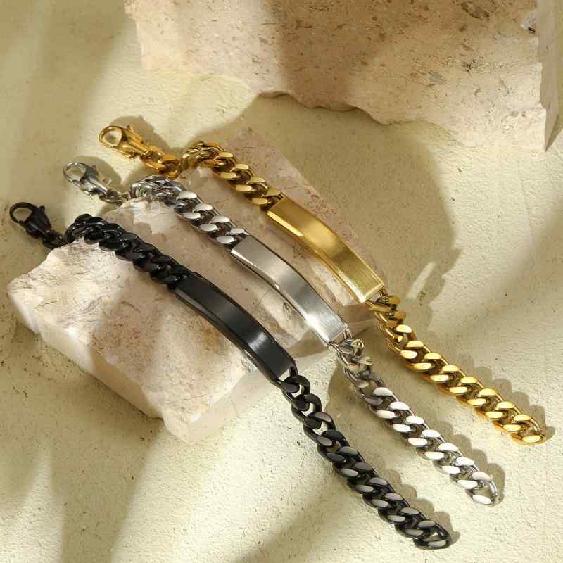 楽天リモコンタウンエコ 楽天市場店ブレスレット メンズ 18K 電気メッキ加工 チタン鋼 ステンレス 手飾り レーザー彫刻 ラッキーアイテム 幾何学 男女兼用 ゴールド