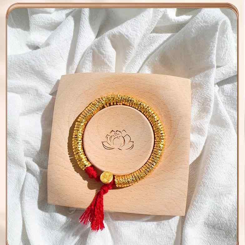 ブレスレット レディース メンズ 沙金 999 編み込み ロープ ゴールド コイン ラッキーアイテム ハンド..