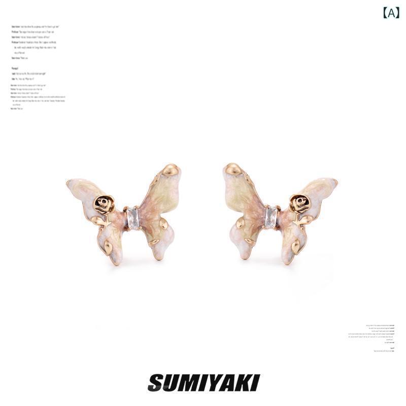 耳飾り レディース グラデーション 925シルバー ジルコニア バタフライ ピアス かわいい アクセサリー(4)