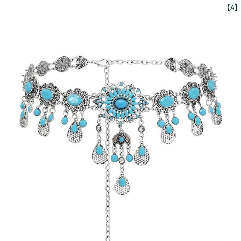 リモコンタウンエコ 楽天市場店のヘアアクセサリー レディース ヘアピン & イヤリング 2点セット ターコイズ風 エスニック ボヘミアン 旅行 リゾート コスプレ ジュエリー｜アングル2