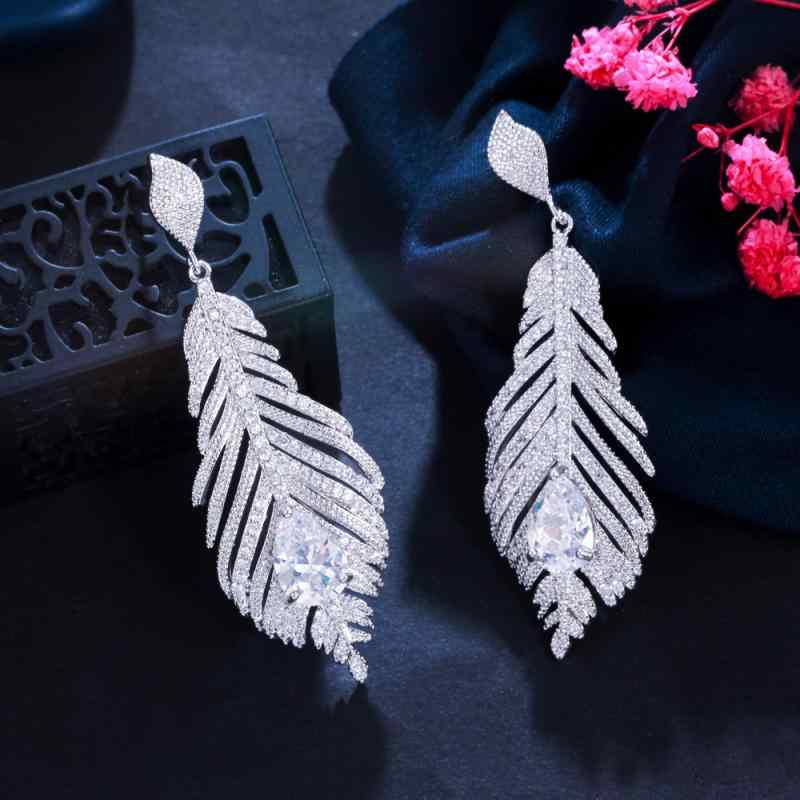 イヤリング レディース S925 シルバー ジルコニア バナナリーフ リーフ 透かし彫り シルバーアクセサリ..