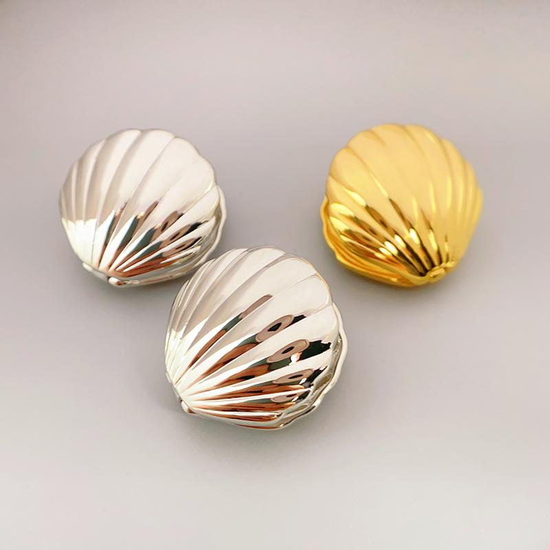 ピアス レディース ダブルフェイス シェル イヤリング アクセサリー ゴールド シルバー 電気メッキ加工..