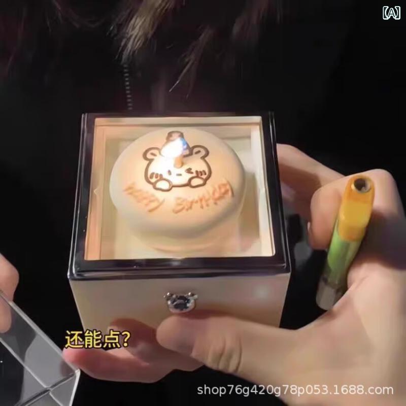 指輪 ケース ベア ケーキ サプライズ ボックス 告白 ラッキーアイテム アクリル製 アクセサリーケース2