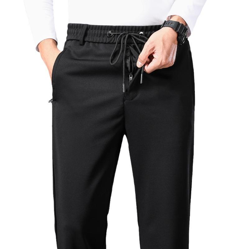 パンツ 男性用 シニア 裏起毛 あったか 高齢者 ズボン スラックス パパ 伸縮 ウエストゴム ストレート 黒 紺 グレー