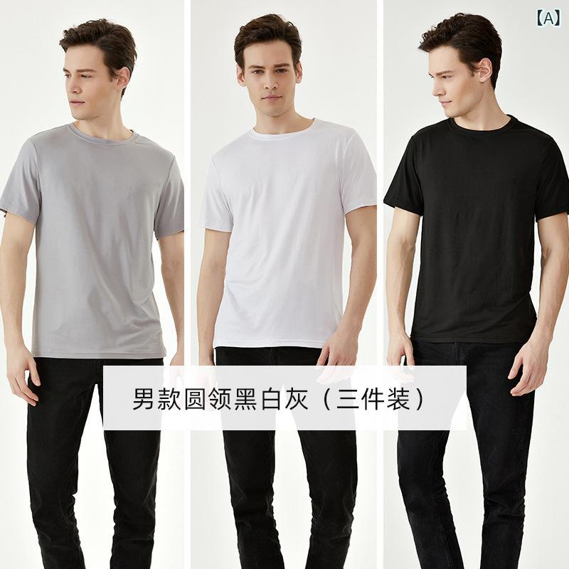 Tシャツ メンズ 半袖 3枚セット 黒 白 グレー ポリエステル 無地 薄手 通気性 スポーツ 普段使い
