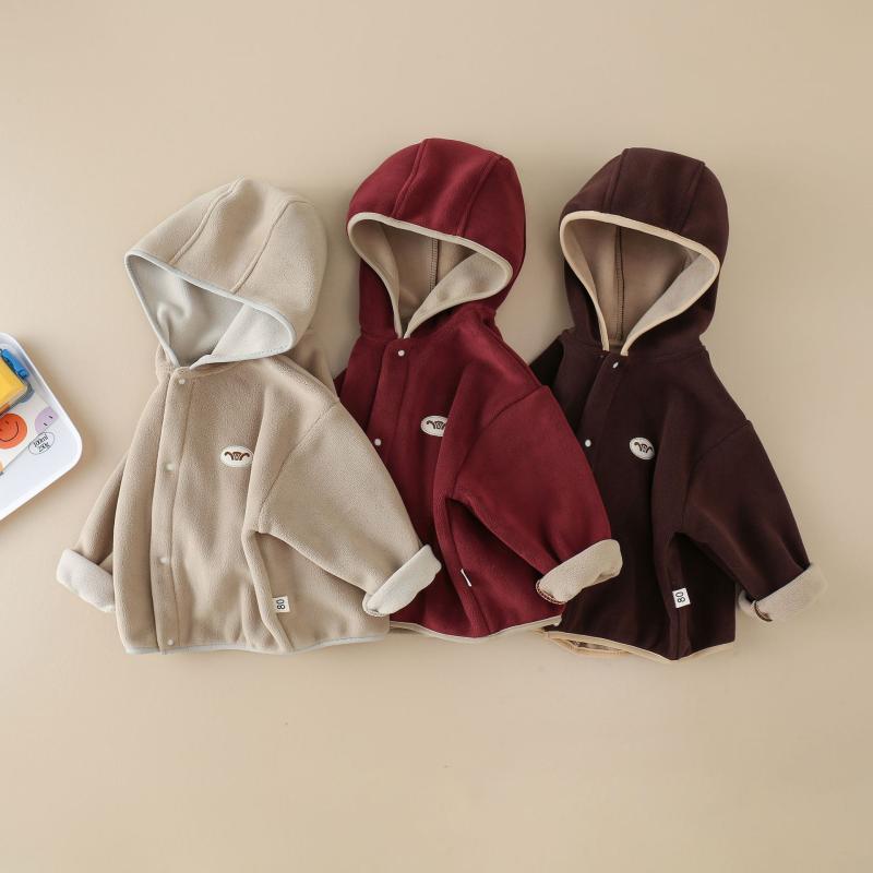 子供服 アウター 男女兼用 長袖 フリース 裏起毛 パーカー 無地 80 90 100 110 120 あったか 秋冬
