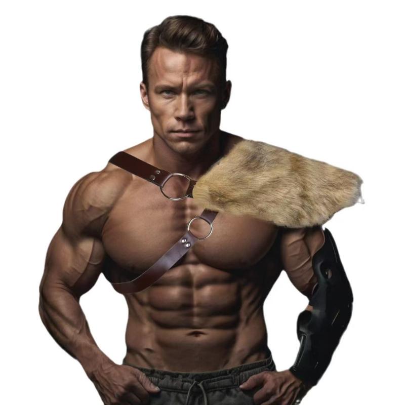 メンズ コスプレ 仮装 ケープ 中世 バイキング ファー ショルダーアーマー ハロウィン 舞台衣装 撮影 ..