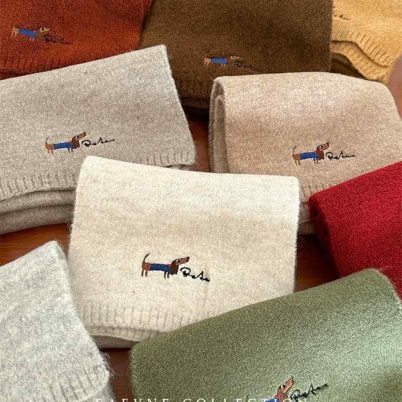 マフラー レディース メンズ 秋冬 保温 学生 カップル ニット ウールブレンド モカ オートミール ティ..