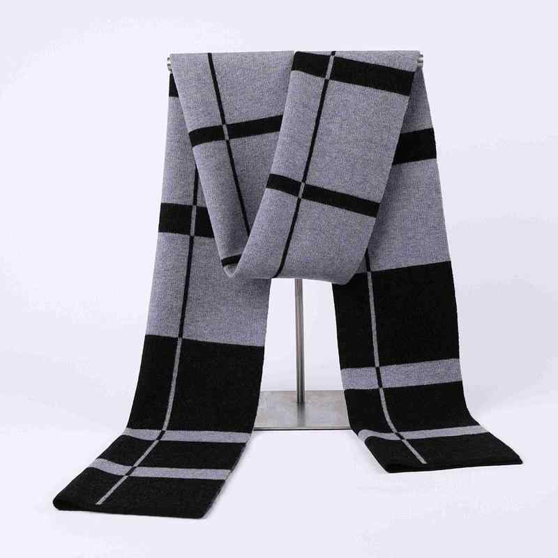 マフラー メンズ 男性用 秋冬 格子柄 ストライプ ウール 厚手 防寒 保温 ネックウォーマー 黒 グレー ..