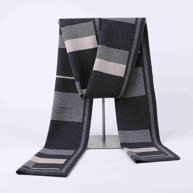 マフラー メンズ 男性用 ウール混紡 ニット 秋冬 防寒 暖かい 学生 プレゼント 黒 ブラック グレー2