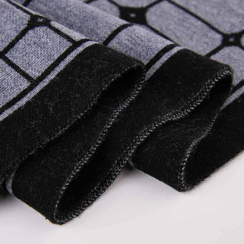マフラー 男性用 ウール混紡 秋冬 格子柄 紳士 暖かい ニット スヌード ブラック グレー ベージュ