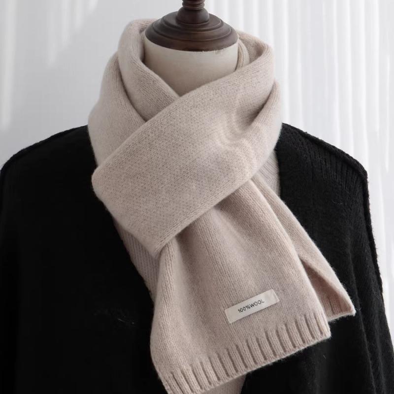 マフラー レディース メンズ ウール 秋冬 無地 保温 暖かい ミルクホワイト グリーン ネイビー トマト..