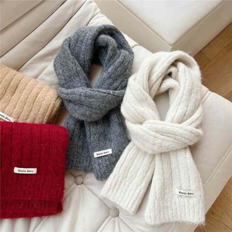 マフラー 秋冬 男女兼用 ニット 学生 韓国 厚手 防寒 スヌード ストール ミルクホワイト ブラウン ダー..