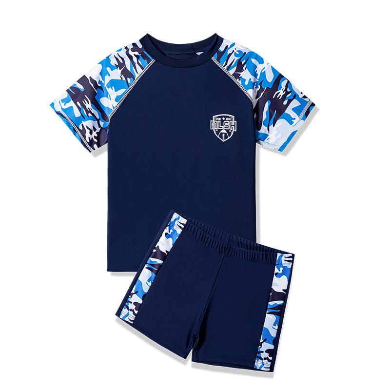 水着 男の子 キッズ 水泳トレーニング セットアップ スイムウェア 4歳 5歳 6歳 7歳 8歳 9歳 10歳 11歳 12歳 小学生 幼稚園 保育園 迷彩柄 セパレート 短パン 海水浴 プール 練習用 スイミング